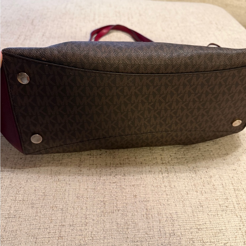 Michael Kors Burgundy and Brown Tote Bag - Picture 10 of 11